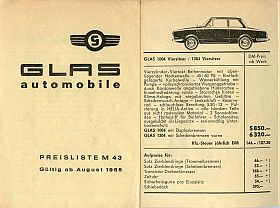 Preisliste 1965